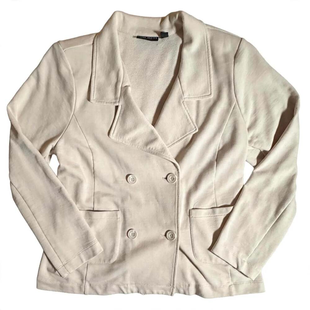 Beige Oversized Double Breasted Knit Blazer M - Old Money Minimalist Capsule